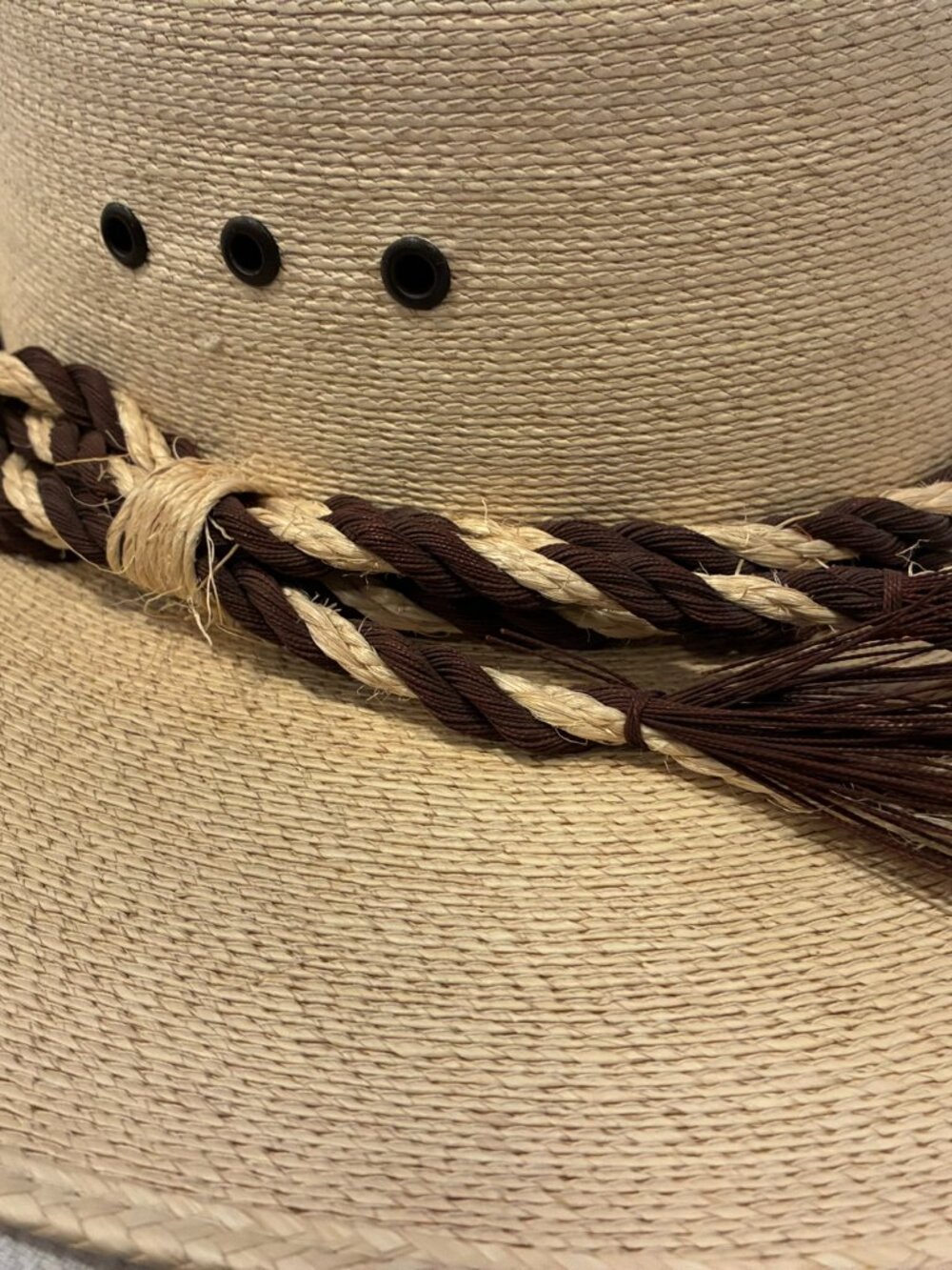 Vintage Straw Boater Hat w/ Braided Horsehair Band & Tassel - Picture 5 of 13